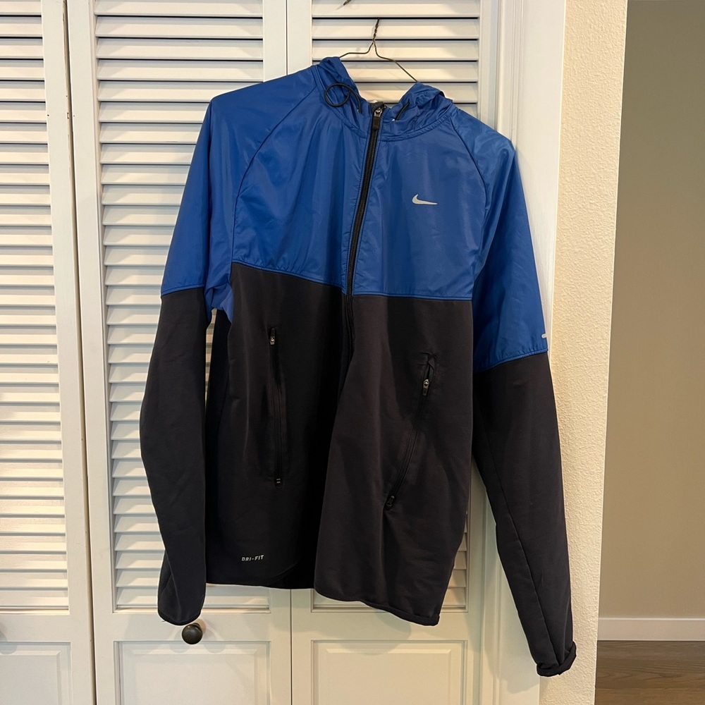 Nike running Mens nave/royal blue hooded zip up
